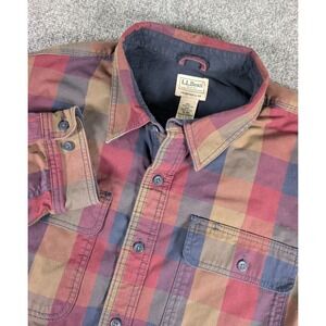 LL Bean Flannel Lined Hurricane‎ Shirt Mens XL Reg Plaid Wind Water Resistant